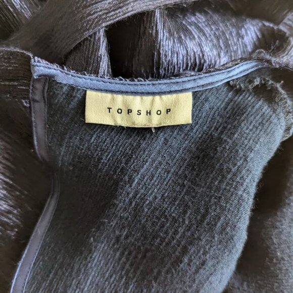 Topshop Premium Textured Jacquard Midi Dress Navy Blue Tiered Size 4 - Picture 6 of 11